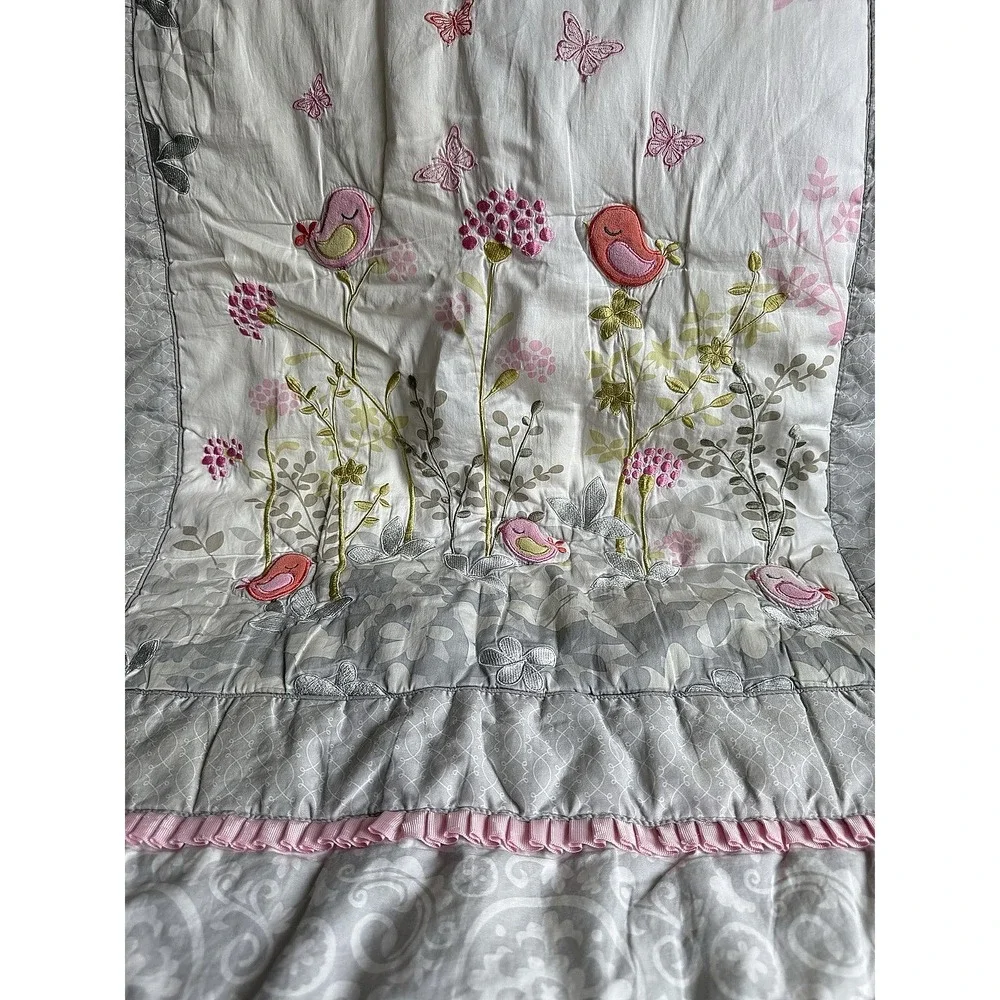 Just Born Song Bird Spring Garden Floral‎ Embroidered Baby Crib Comforter